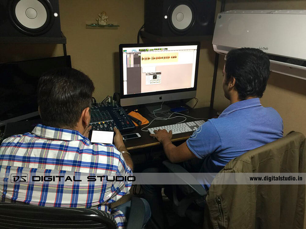 Voice over editing in a recording studio