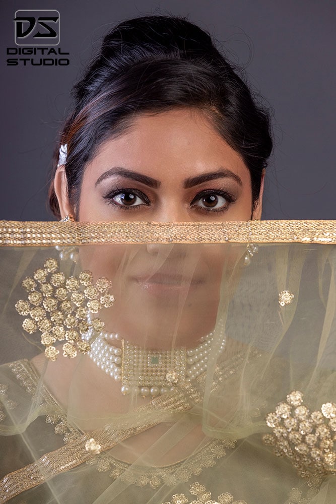 Face close-up with saree