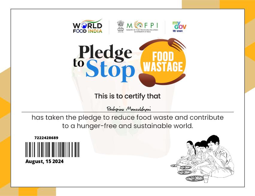 Stop Food Wastage Pledge 2024