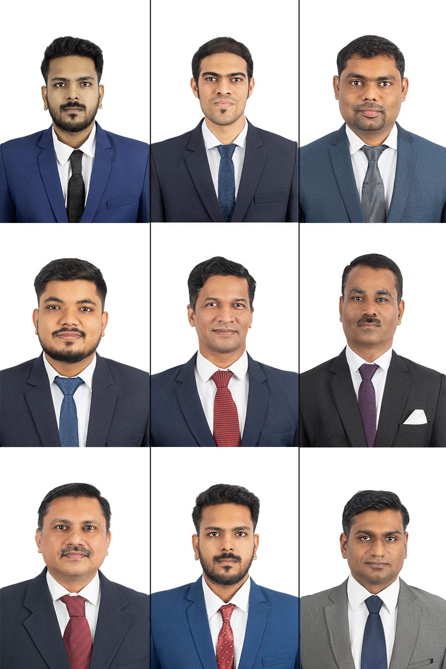 Collage of management Passport photographs