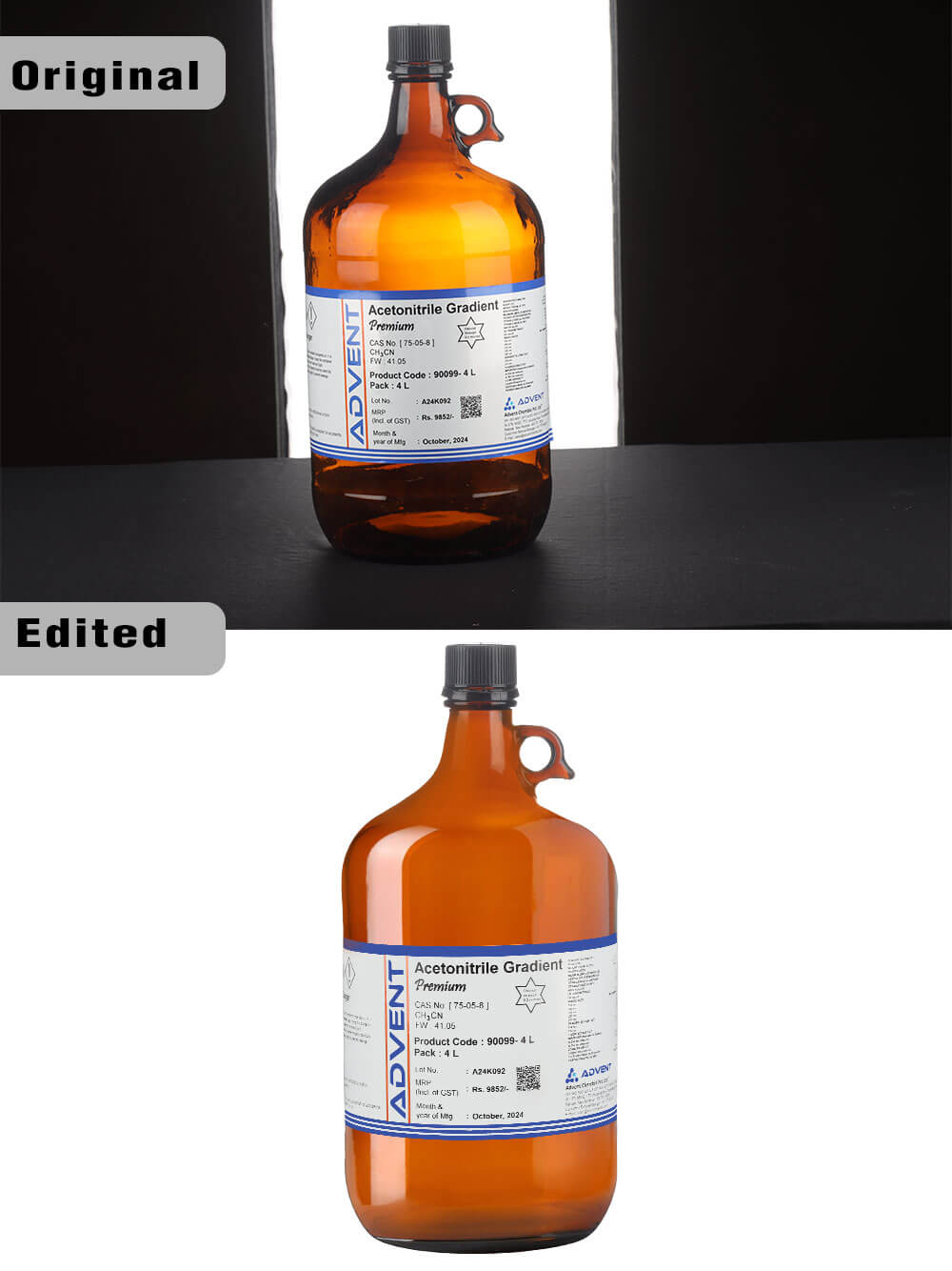 Chemicals bottle editing